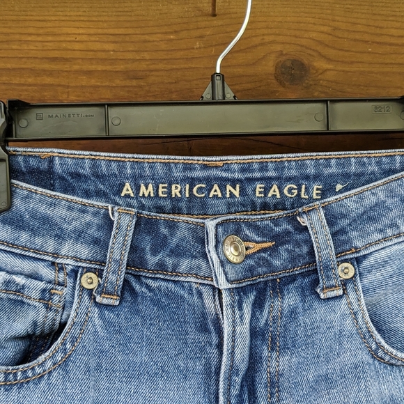 American Eagle Mom Jeans With Busted Knees, High Waisted Straight Leg - Picture 7 of 10